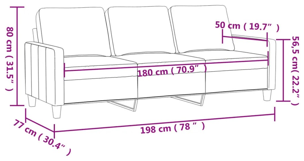 vidaXL 3 személyes sötétszöld bársony kanapé 180 cm