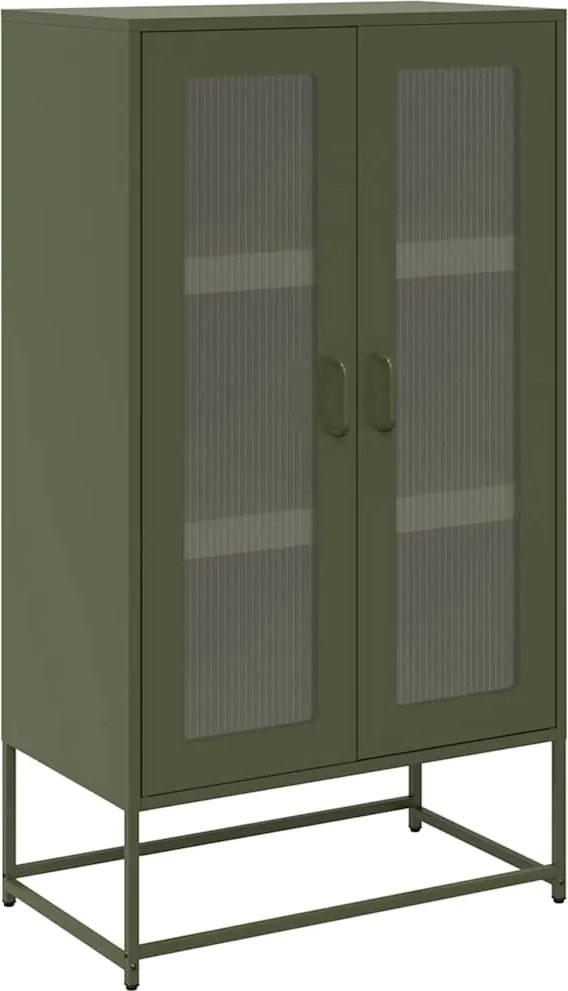 vidaXL Highboard olívazöld 68x39x123 cm Acél
