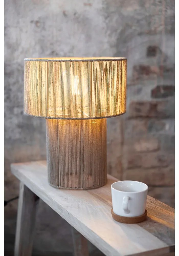 Natúr színű asztali lámpa juta búrával (magasság 38 cm) Soga – Markslöjd