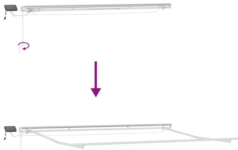 Kézi behúzható napernyő LED világítással, világosszürke 450x300 cm