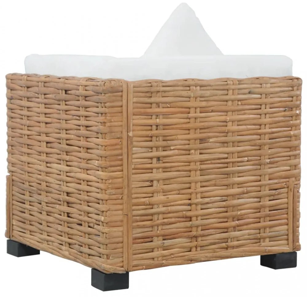 természetes rattan sarokkanapé párnával