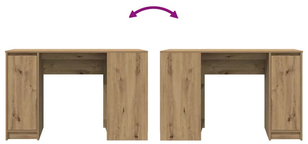 kézműves tölgy színű szerelt fa íróasztal 120x42x76 cm