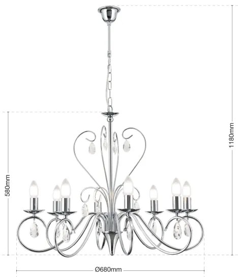 Orion LU 1658/8 - Kristály csillár láncon ALESSIA 8xE14/40W/230V fényezett króm
