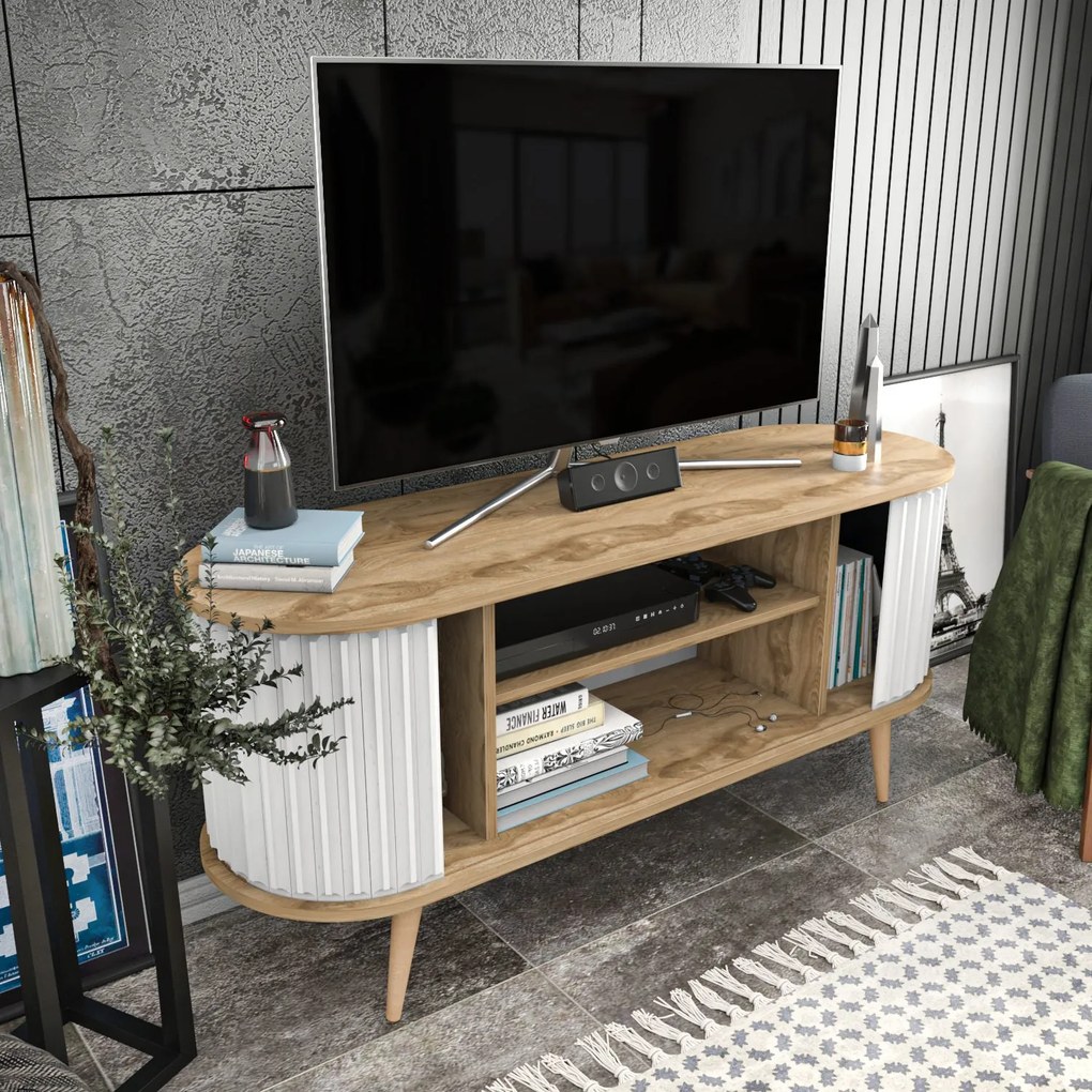 TV szekrény Stor - Oud Oak, White