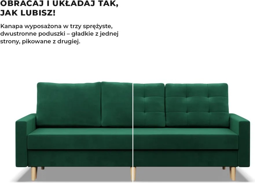 Etna kanapéágy, bársony, bonell töltet, zöld
