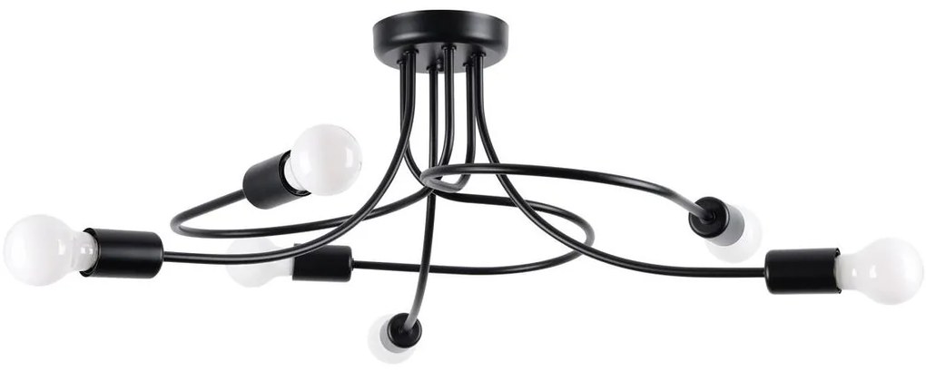 Sollux SL.1456 - Csillár rúdon LEVAR 6xE27/15W/230V fekete