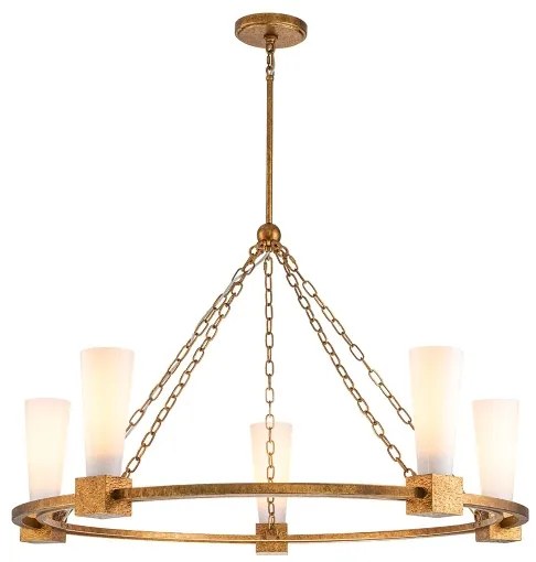 Elstead KRISTY5-DG-OPAL - KRISTY rúdon függő csillár 5xE27/40W/230V rézszínű