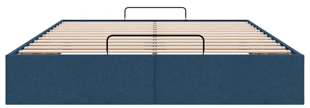 Ottomán kék szövet ágykeret matrac nélkül 140 x 190 cm