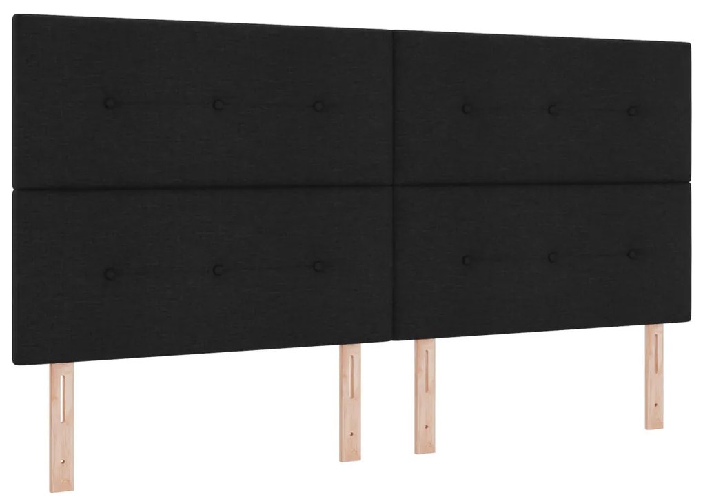 Boxspring Ágy Matraccal Fekete 200x200 cm Textil