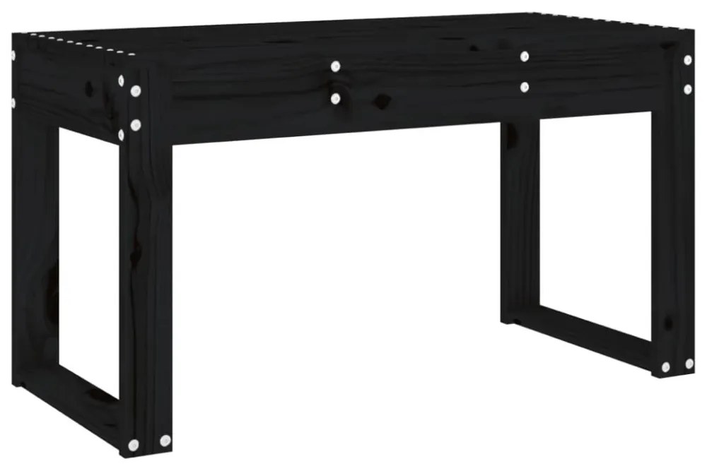 fekete tömör fenyőfa kerti pad 80x38x45 cm