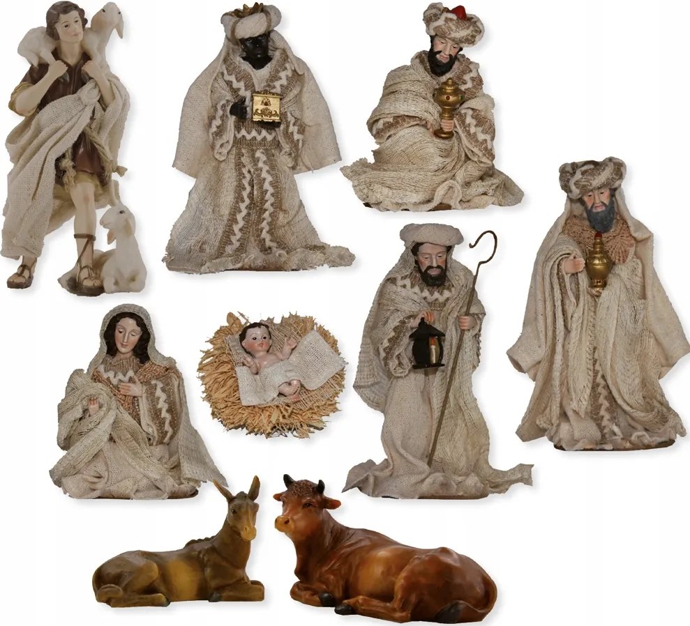 Betlehem figurák anyagból, arab stílus 9 részes- 13cm magas