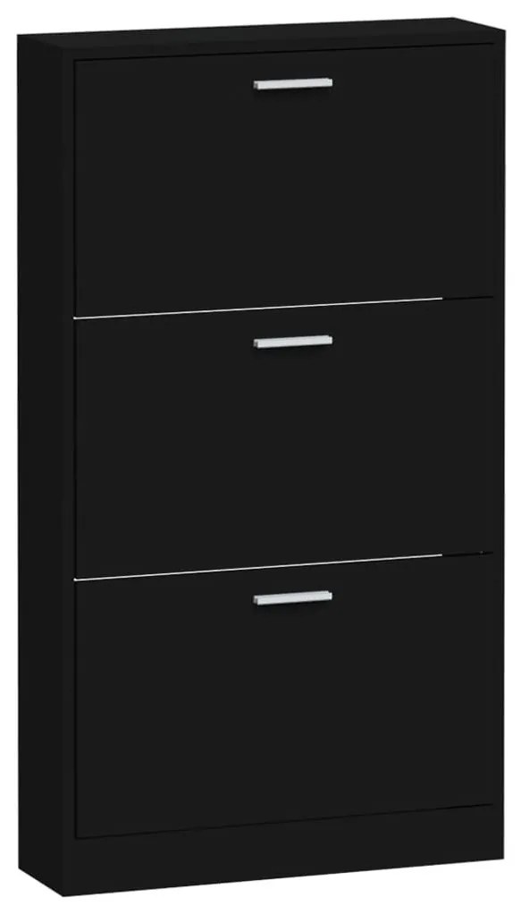 fekete szerelt fa cipősszekrény 59x17x108 cm