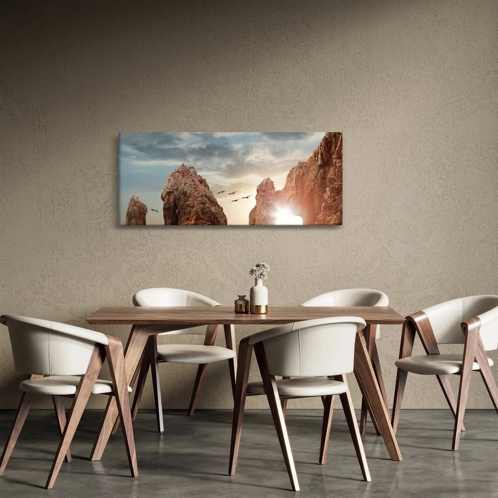 Kép - Naplemente a sziklák felett (120x50 cm)