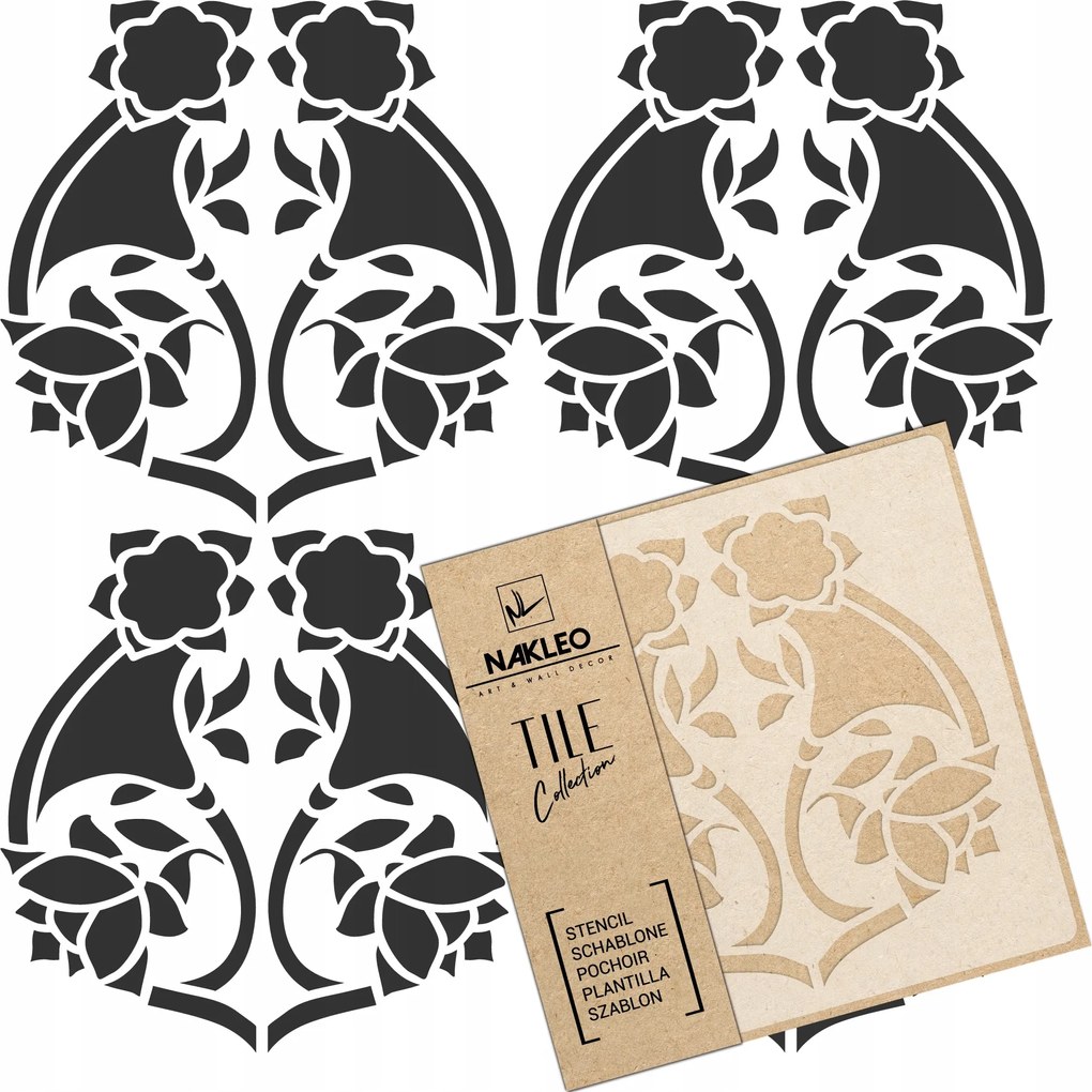 Festősablon Csempe Csempék Többször felhasználható 15x15cm Szecessziós Art Nouveau