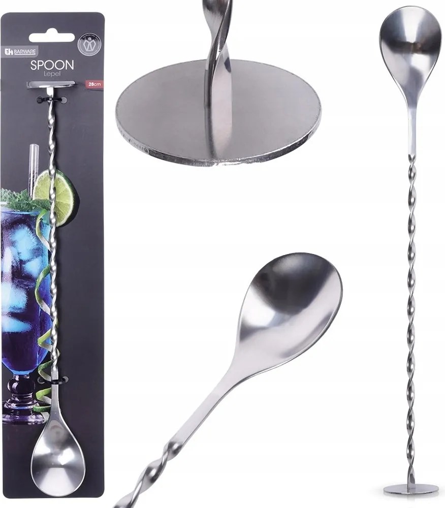 Pultos bárkanál koktélok keveréséhez acél hosszú 28 cm