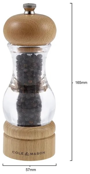 Cole&Mason - Só- és borsdaráló készlet BÜKK 2 db bükk 16,5 cm