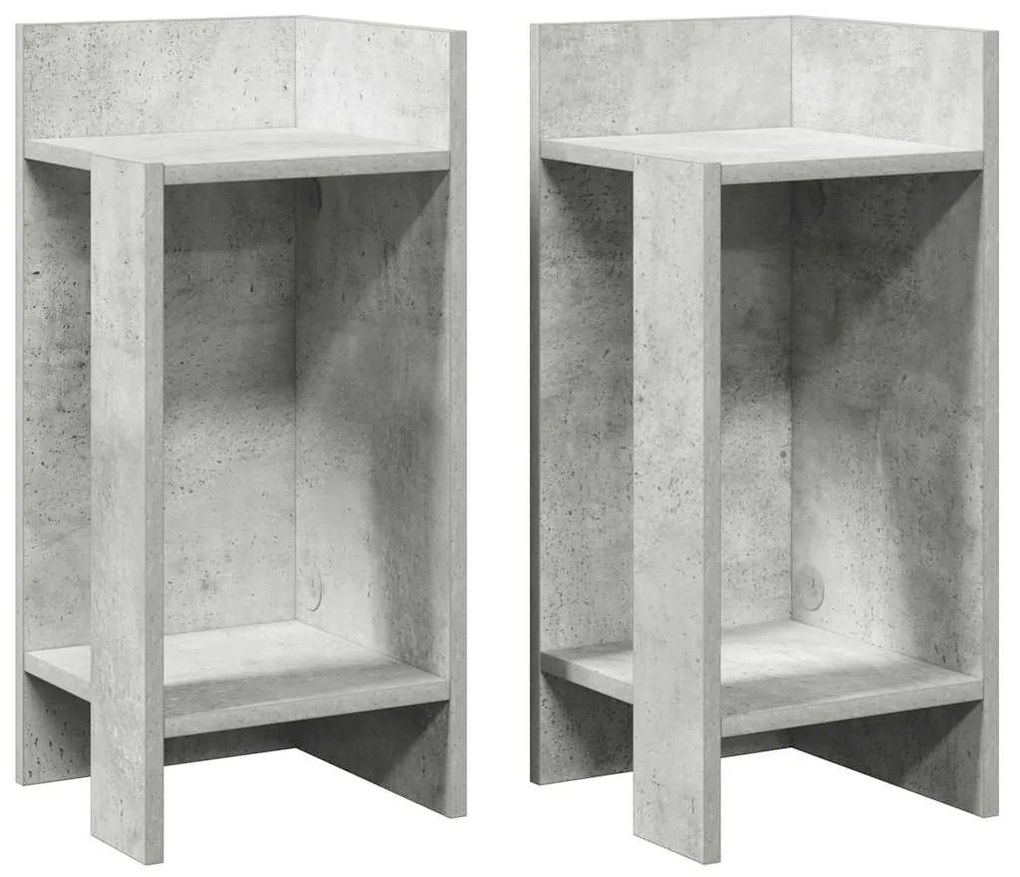 2 db betonszürke kisasztal polccal 25,5 x 27 x 60 cm