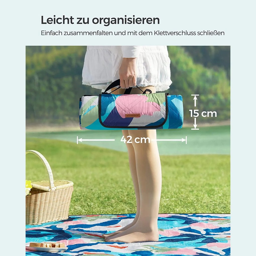 Piknik takaró, strand szőnyeg 200 x 150 cm, színes levelek minta