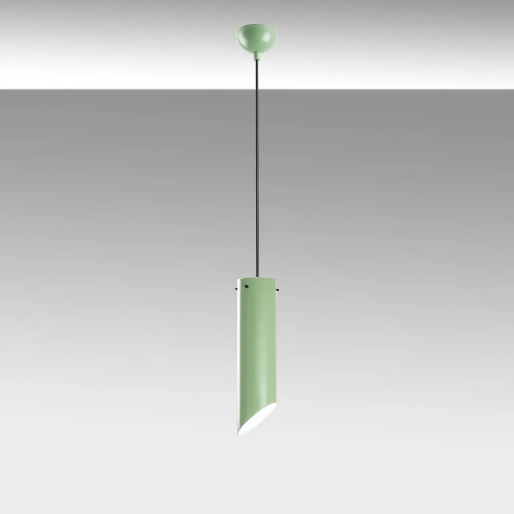 Kesikboru fém függőlámpa, menta, Ø8 cm