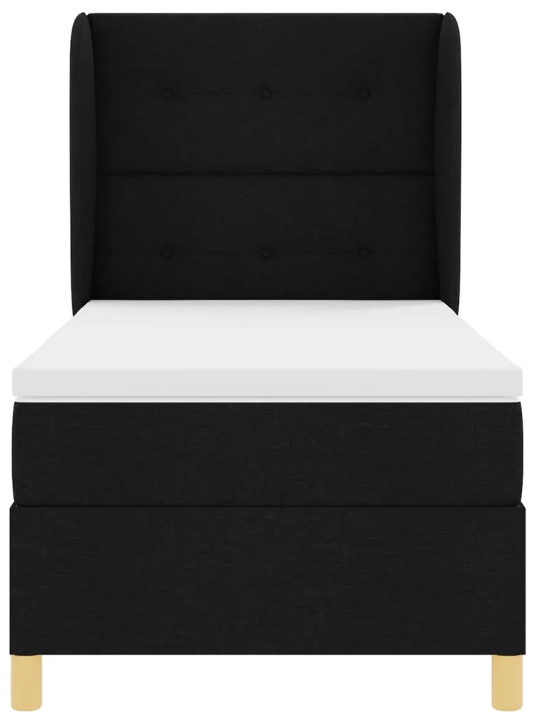Boxspring Ágy Matrac Készlettel Fekete 90x200 cm Szövet