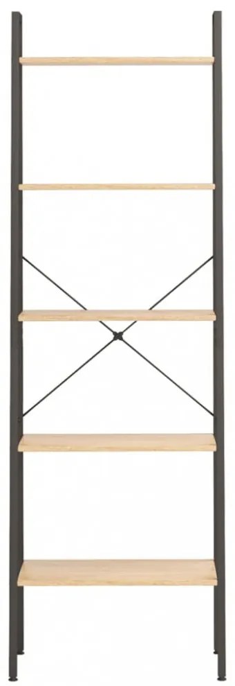 5-szintes világosbarna-fekete állópolc 56x35x174 cm