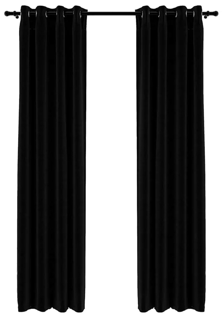 vidaXL 2 db fekete, vászonhatású sötétítőfüggöny fűzőkarikával 140 x 225 cm