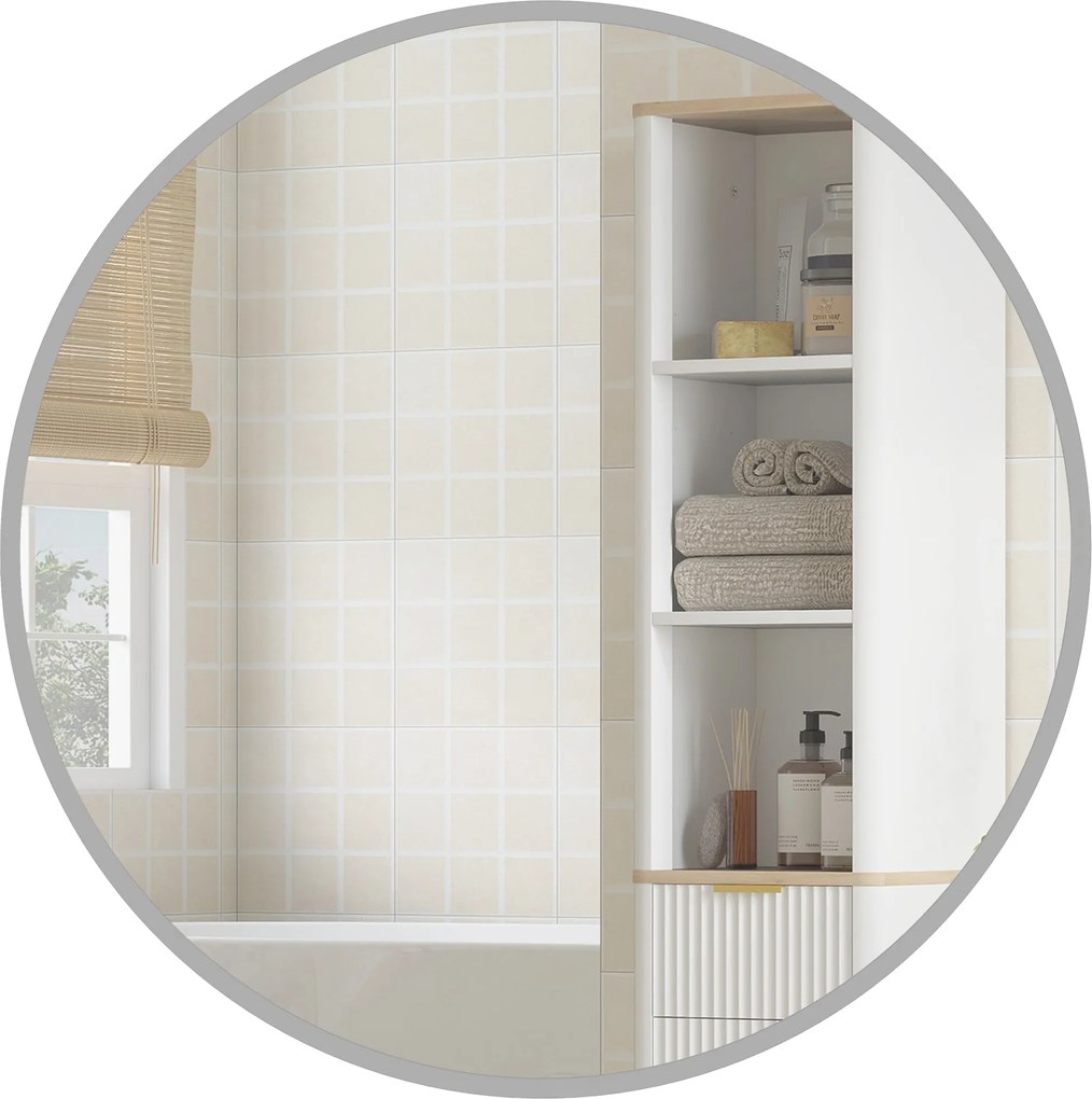 HOMCOM kör fali tükör, 61 x 61 cm – ezüst alumíniumötvözet keret | Aosom