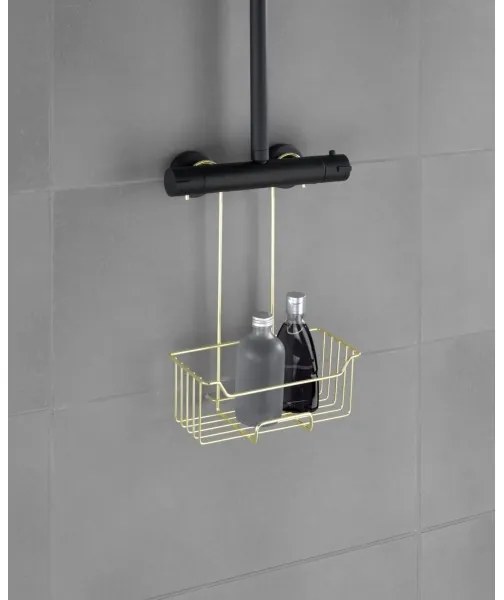 WENKO 25937100 - Zuhanykosár MILO 25x36 cm rozsdamentes acél/arany/átlátszó