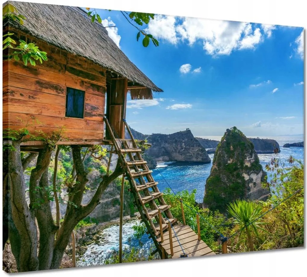 Vászonkép 50x40 Faház Tenger