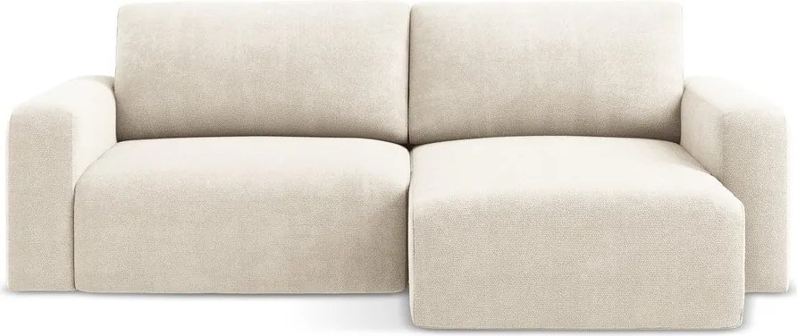 Krémszínű zsenília kinyitható-tárolóhelyes sarokkanapé (jobb oldali-heverő résszel) Kona – Makamii