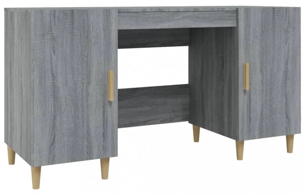 szürke sonoma színű szerelt fa íróasztal 140 x 50 x 75 cm