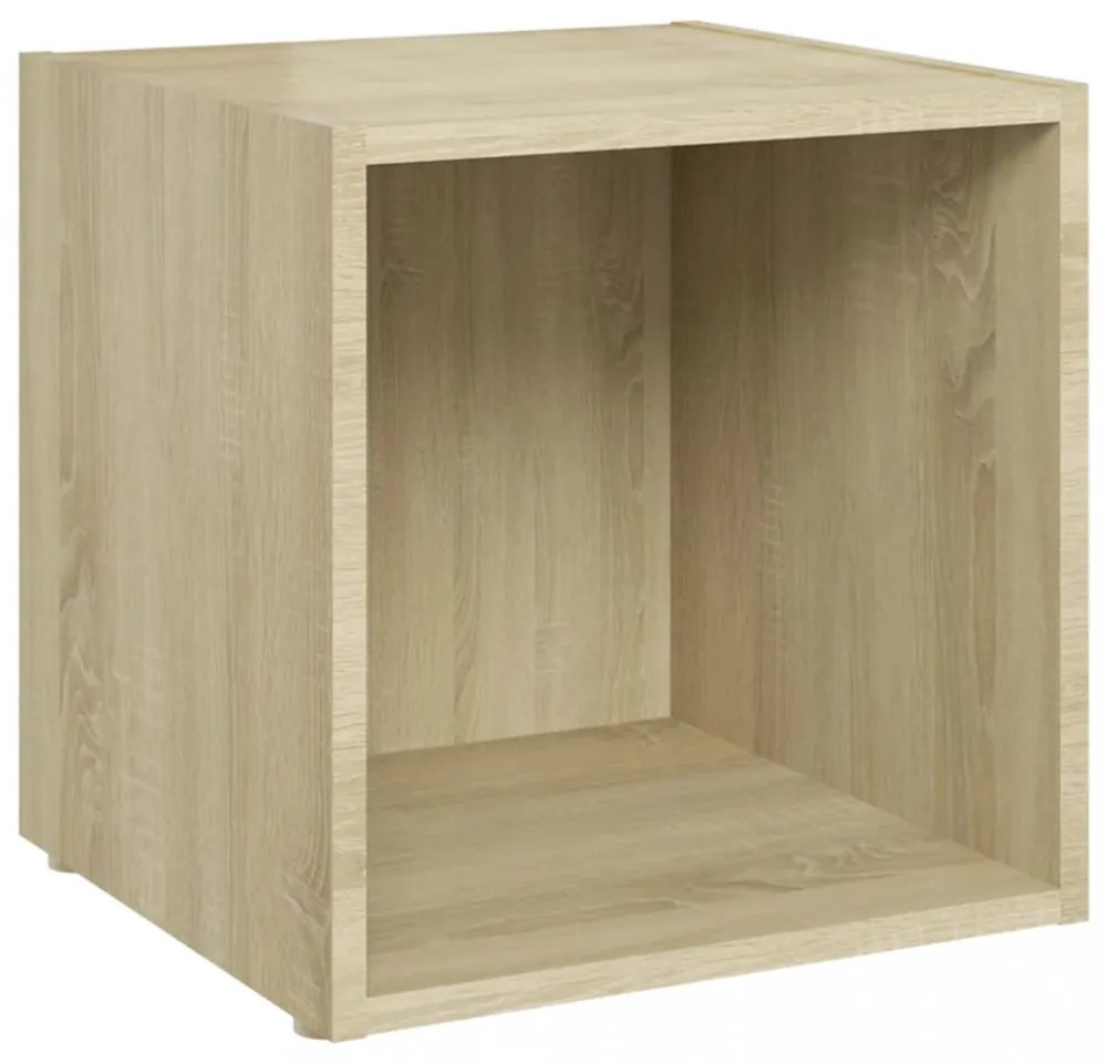 2 db sonoma tölgy színű szerelt fa TV-szekrény 37 x 35 x 37 cm