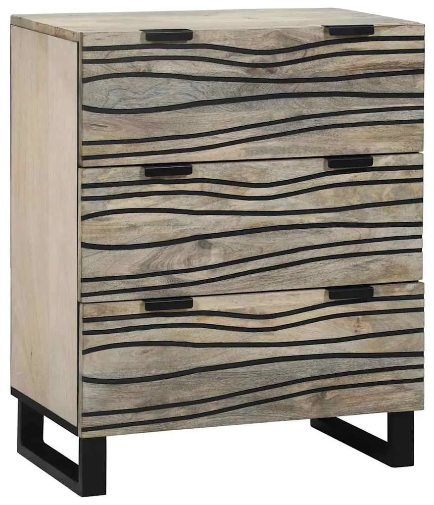 Oldalszekrények 2 pcs Fehér 60 x 33.5 x 75 cm tömör mangófa
