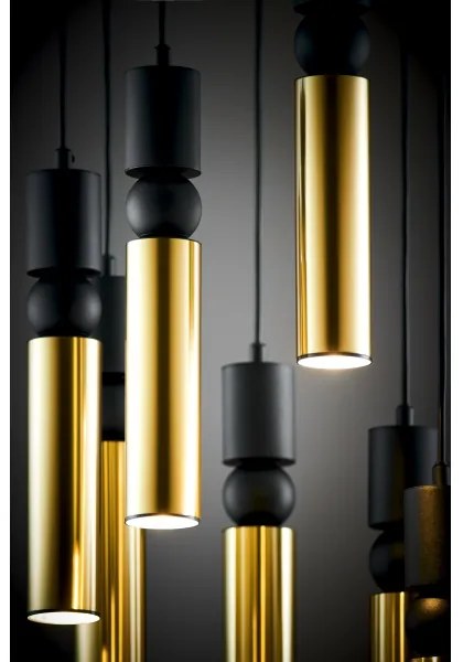 Jupiter 2018 - Csillár zsinóron ALAS 7xGU10/10W/230V arany/fekete