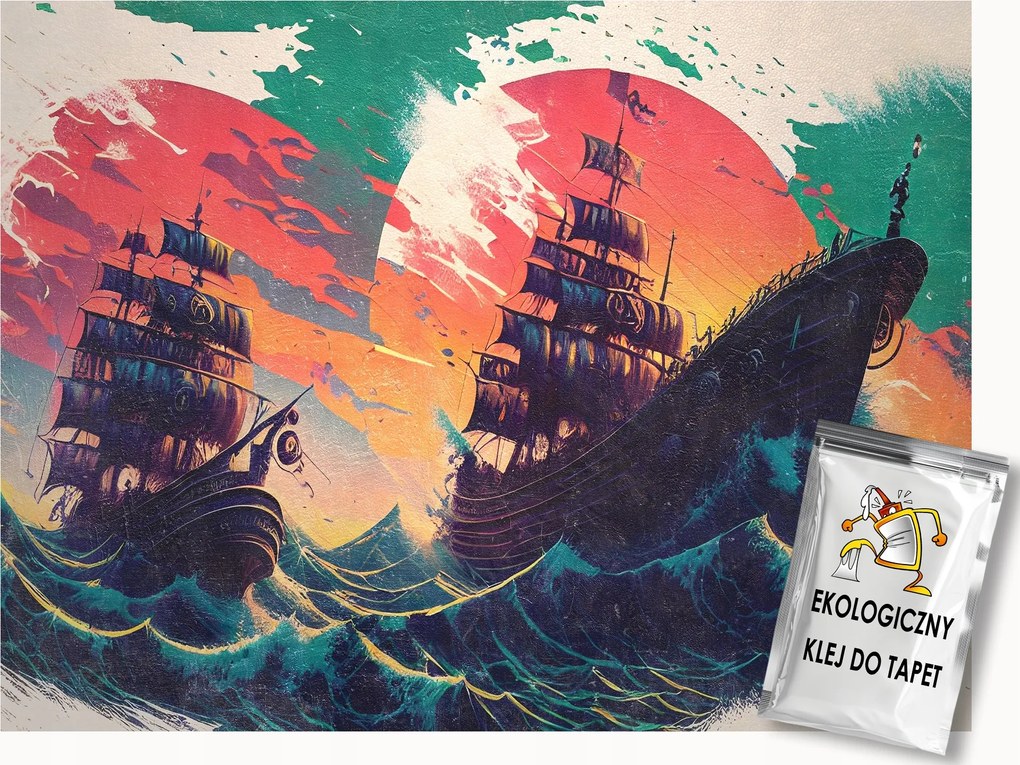 Fotótapéta Flizelina Grafika Tenger Óceán Hullámok Vihar Hajó 350x250 ragasztó