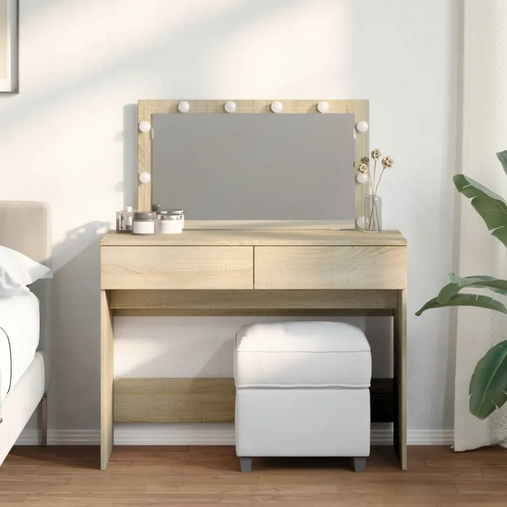 sonoma tölgy színű fésülködőasztal LED-del 100 x 40 x 120 cm