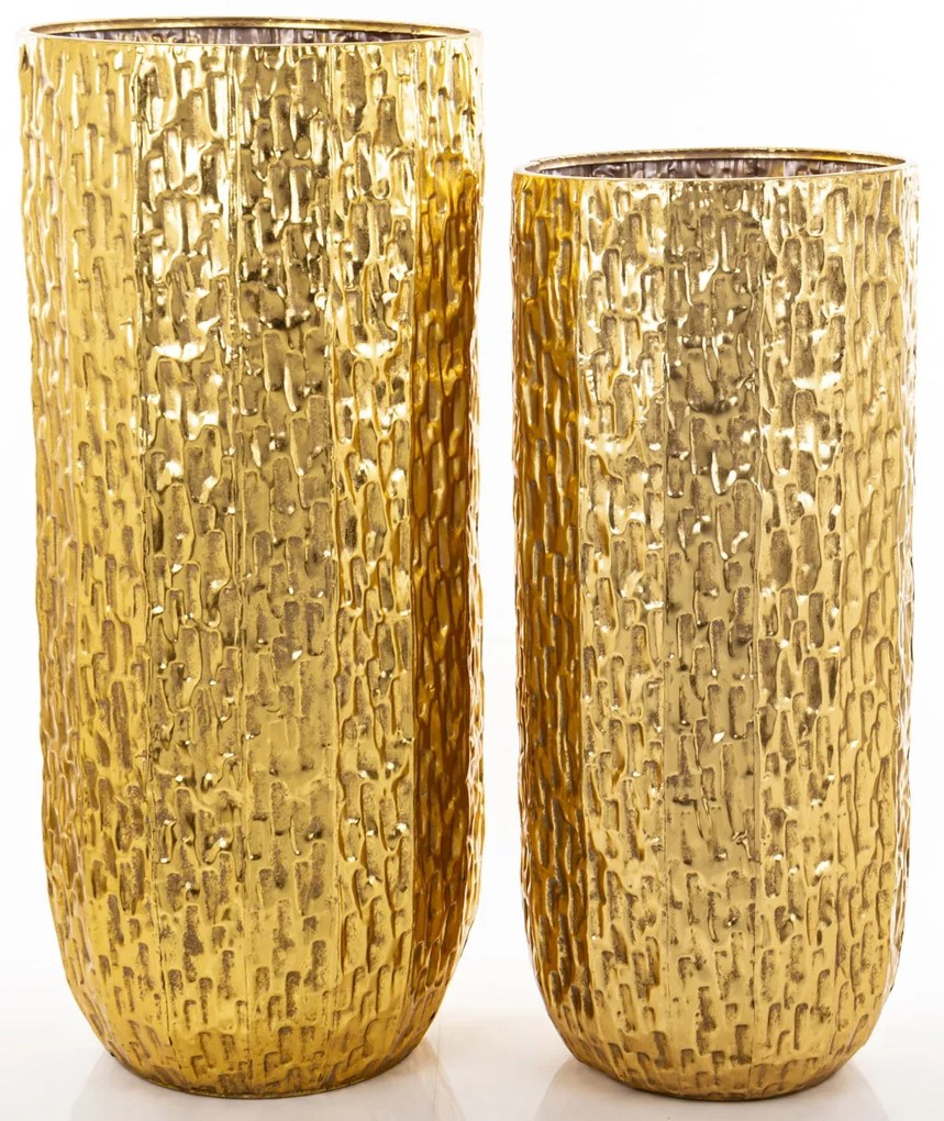 Kaspó 2 db-os szett, arany fém 92x40x40 80x34.5x34.5cm