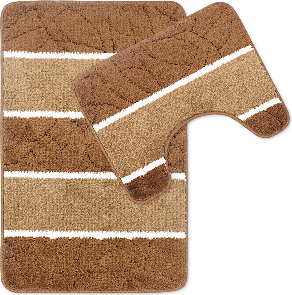 Fürdőszobaszőnyeg Szett 2 Db 50X80 Csúszásgátló Nagy Barna Csíkos
