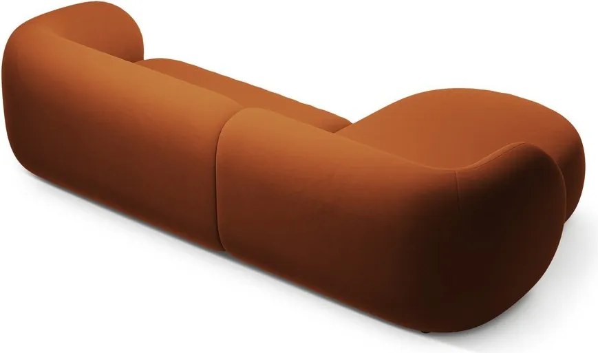 Terrakotta színű bársony sarokkanapé (bal oldali-heverő résszel) Kate – Micadoni