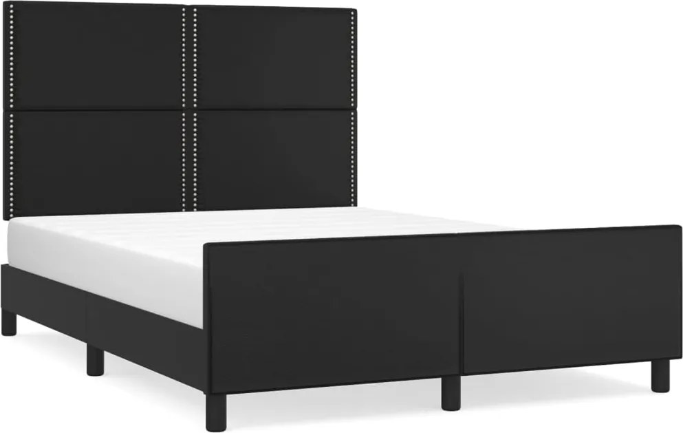 vidaXL fekete műbőr ágykeret fejtámlával 140 x 190 cm