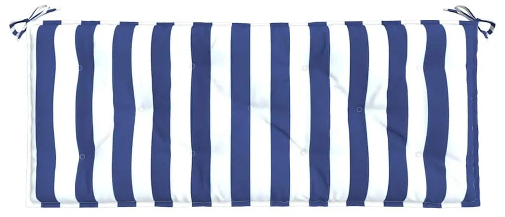 2 db kék és fehér csíkos szövet kerti padpárna 120 x 50 x 7 cm