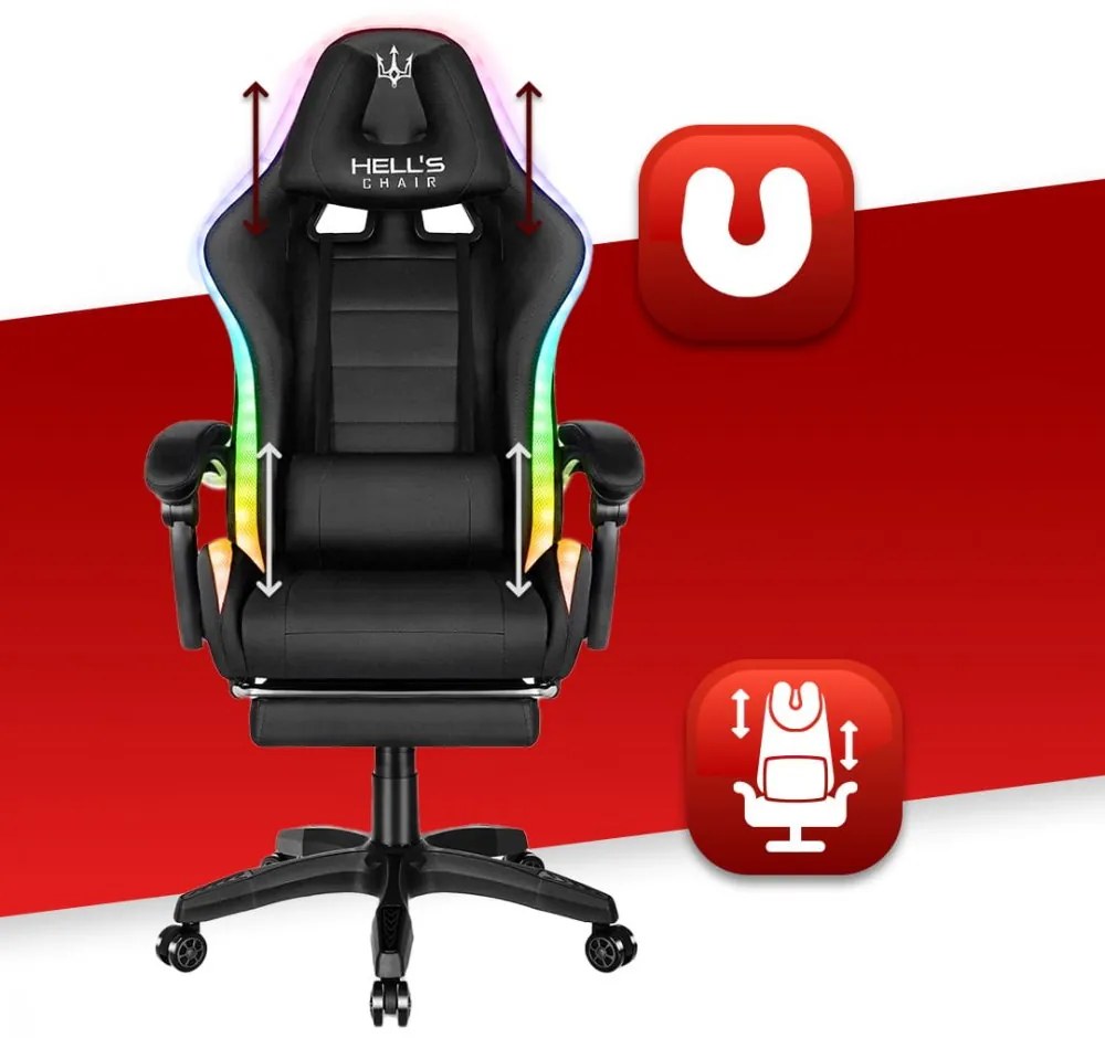 Szövet gamer szék LED RGB HC-1039 - fekete