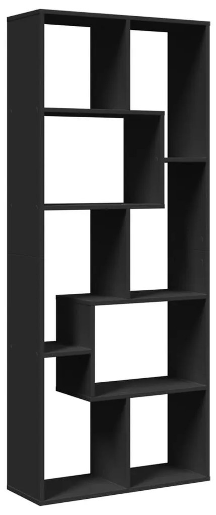 fekete szerelt fa térelválasztó könyvespolc 67 x 25 x 161,5 cm