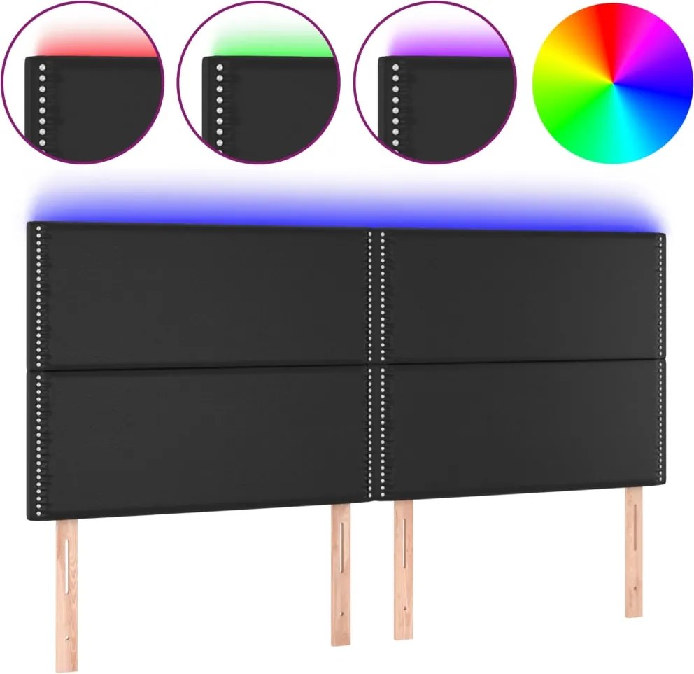 vidaXL fekete műbőr LED-es fejtámla 180x5x118/128 cm