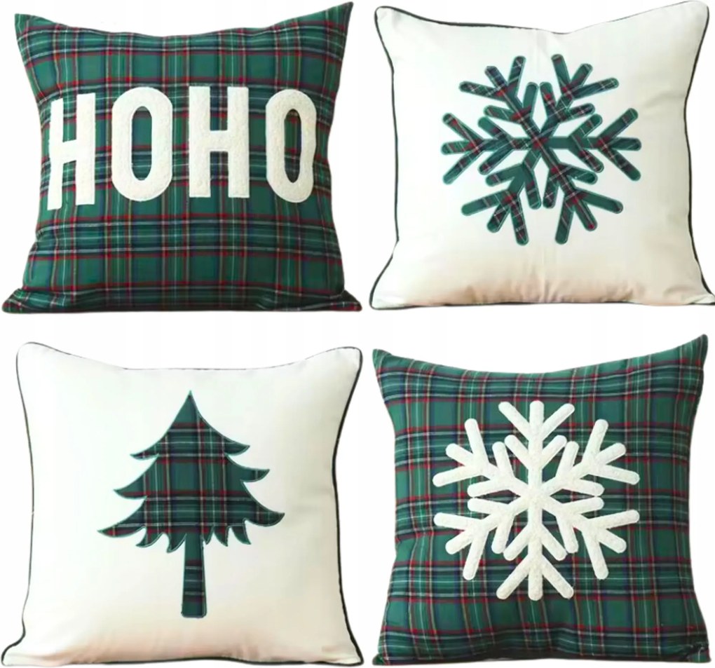 4x Karácsonyi Párnahuzat Szett Karácsonyi Párnahuzat 45X45