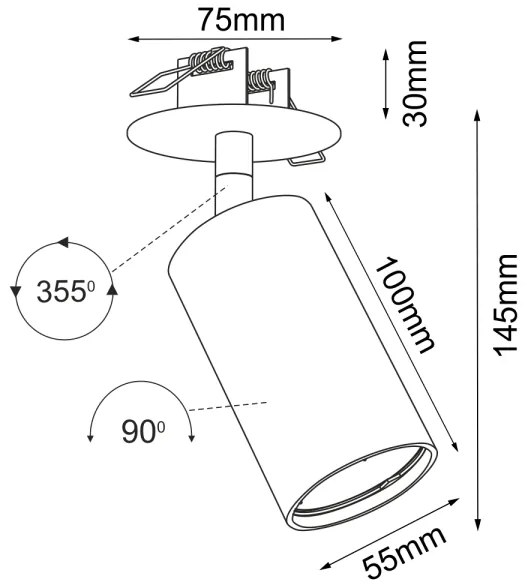Brosline 3254 - Beépíthető mennyezeti spotlámpa ACE 1xGU10/10W/230V fekete