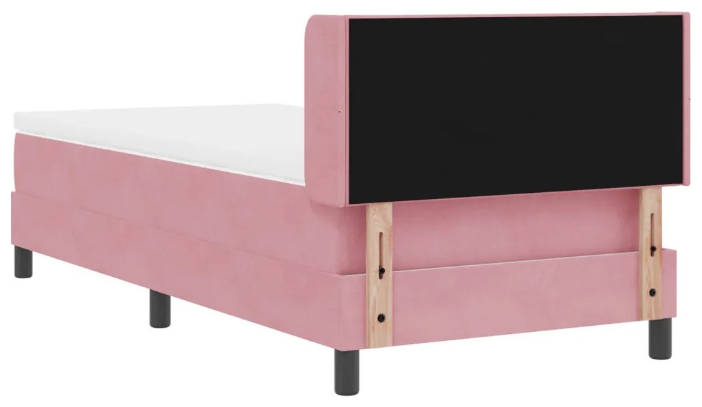 Boxspring Ágy Mattal Rózsaszín 90x200 cm Bársonyos