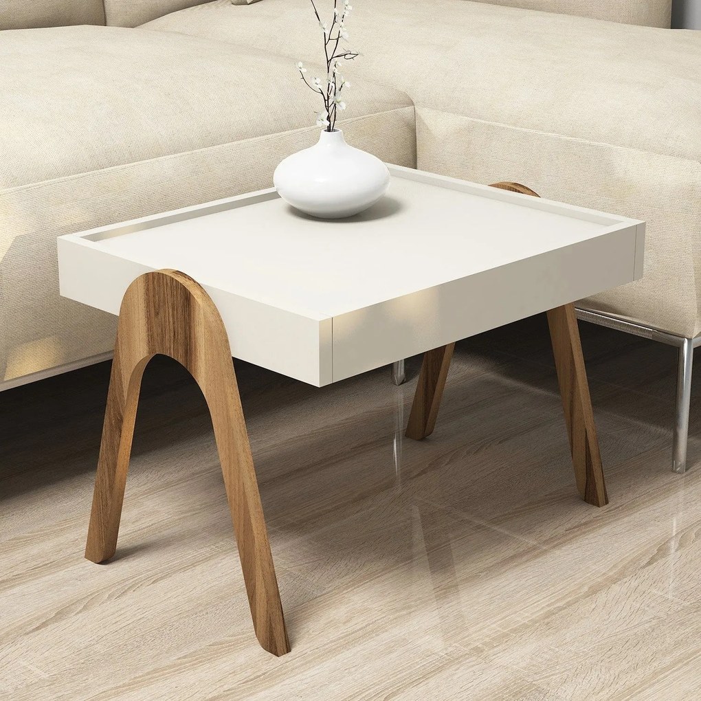Dohányzóasztal (3 részes) Roma - Walnut, Cream