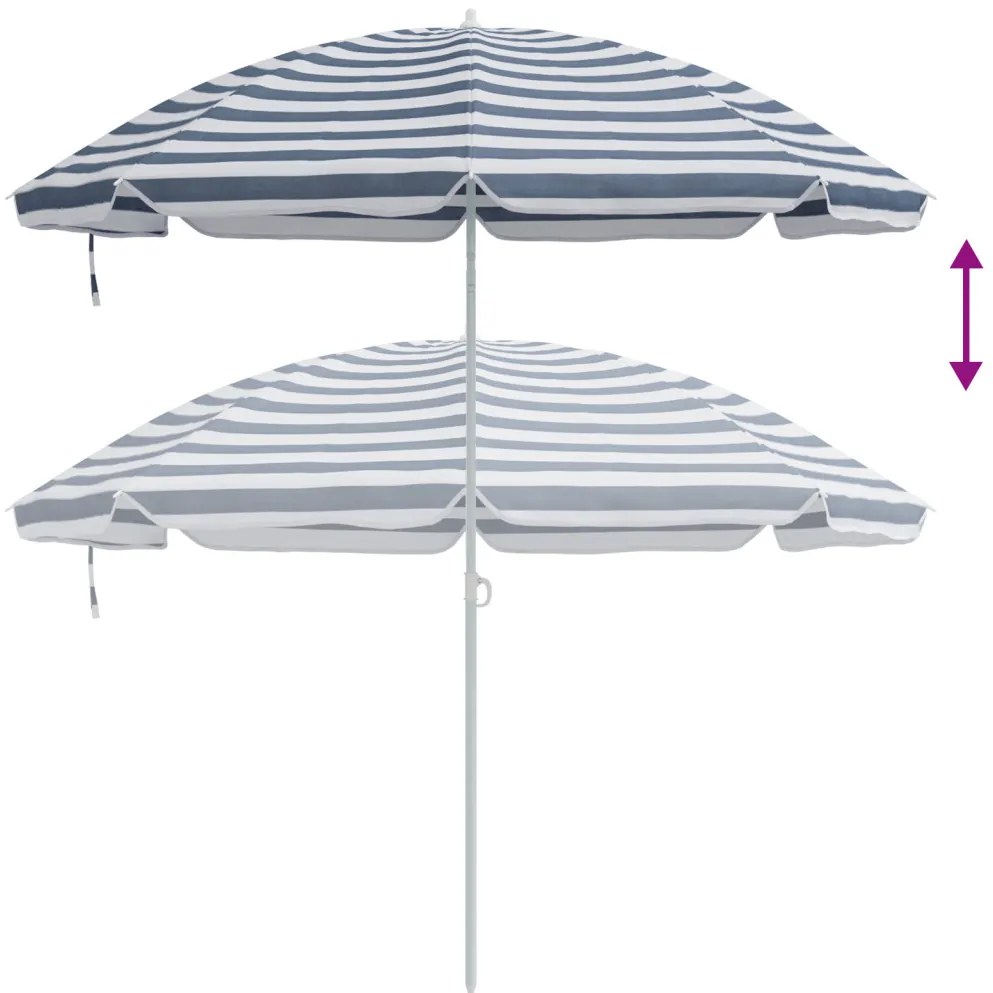 Strandernyő Aluminium Tartóval Kék és Fehér 300 cm