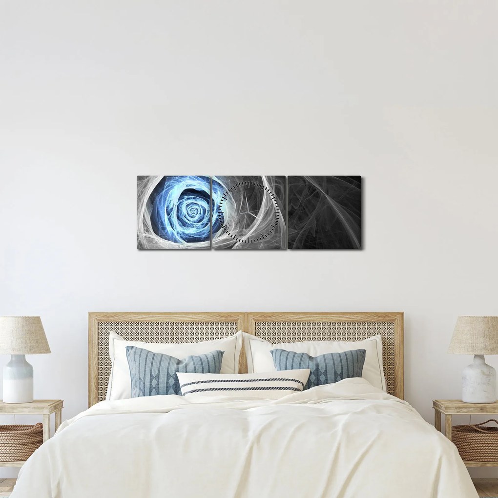 Kép - Absztrakt rózsa kék (órával) (90x30 cm)